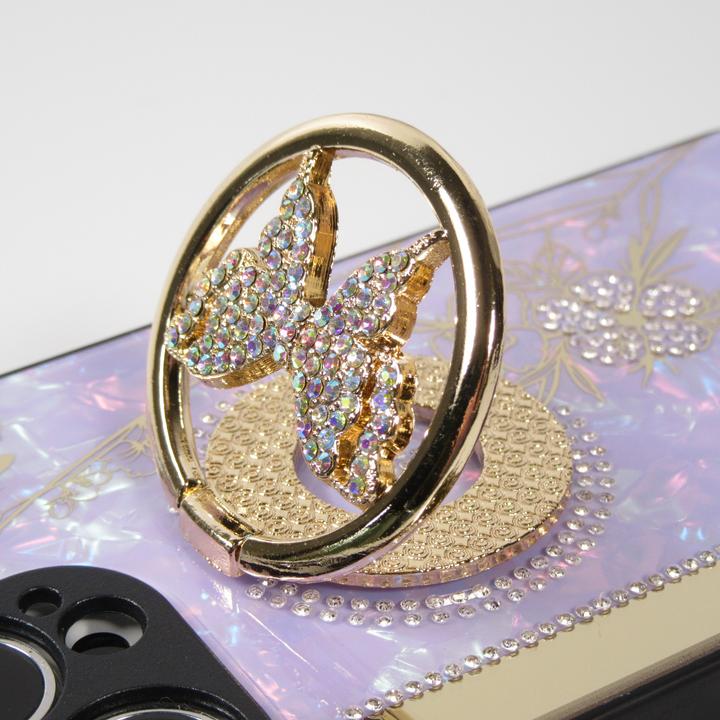 Actual product image PhoneLook Coque Nacre papillon strass avec support vidéo (Apple iPhone 13 Pro)