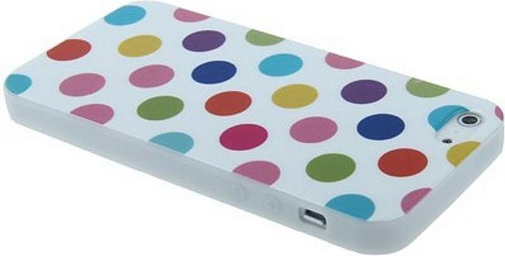 Produktbild König Design TPU Backcover Hülle gepunktet für Handy Apple iPhone 5 & 5s Weiss mit bunten Punkten (Apple iPhone 5)