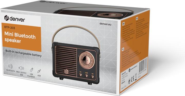 Actual product image Denver BTP-203B (4 h, Rechargeable battery operated)