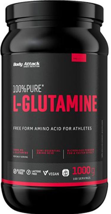 Body Attack 100% Pure L-Glutamine (1000g can) (L-Glutamine, 1 pcs., 1000 g)