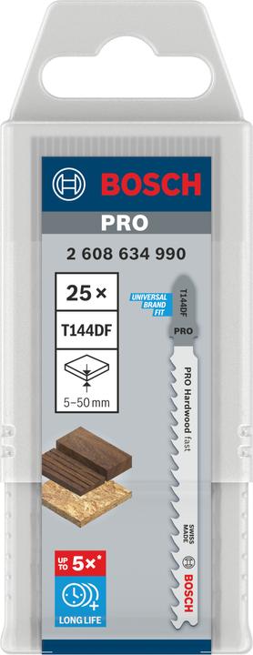 Actual product image Bosch Professional Zubehör PRO Hardwood fast T144DF jigsaw blade, 100 mm, 25 pcs.