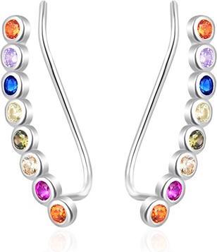 Agato - Long silver earrings with colored zircons AGT-E027VC