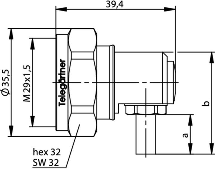 Actual product image Telegärtner 7-16 DIN connector plug, angled 50 Ohm J01120C0010 1 pc.