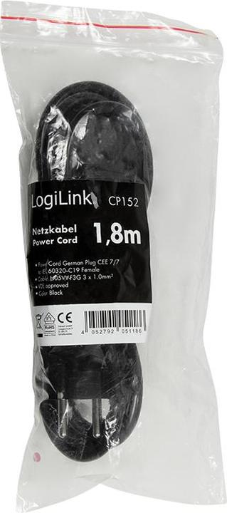 Image du produit LogiLink Cordon d'alimentation CEE 7/7-IEC C19 noir 1.80m (1.80 m)