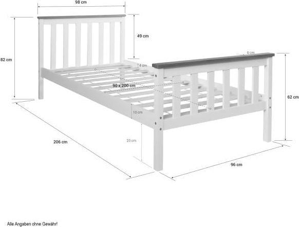 Produktbild Homestyle4u Jugendbett Einzelbett Bettgestell Tagesbett Holzbett (90 x 200 cm)