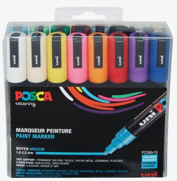 Immagine prodotto Posca Marchio PC-5M, set di 16 pezzi (pc-5m 1.8-2.5mm assortiti, 2.50 mm, 16 x)