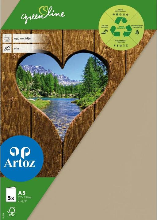 Artoz Blankokarte Green Line A5, 5 Stück, Hellbraun (5 Stk.)