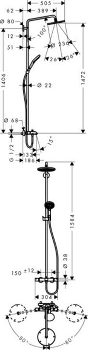 Produktbild hansgrohe HG Showerp RAINDANCE SELECT S 240 1jet DN 15, für Wanne chrom