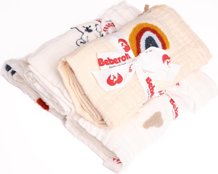 Produktbild Beberotti Organic 4-lagige doppelseitige bestickte Musselindecke (95 x 80 cm)