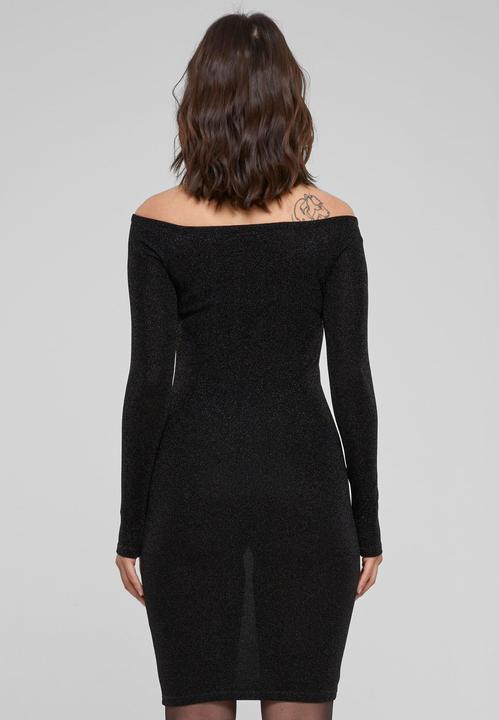 Actual product image Urban Classics Ladies Off Shoulder Longsleeve Glitter Dress - 126795 (XS)
