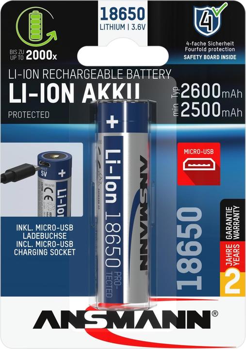 Actual product image Ansmann Li-Ion 18650 (1 pcs., 18650, 2600 mAh)