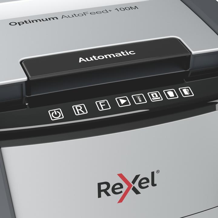 Produktbild Rexel Optimum AutoFeed+ 100M Aktenvernichter Mikroschnitt 2 x 15 mm 34 l Blattanzahl (max.): 100 Sicherh (Microschnitt)