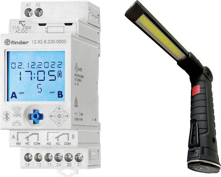 Finder Aktionspaket Schaltuhr 12.B2.8.23 mit LED-Strahler