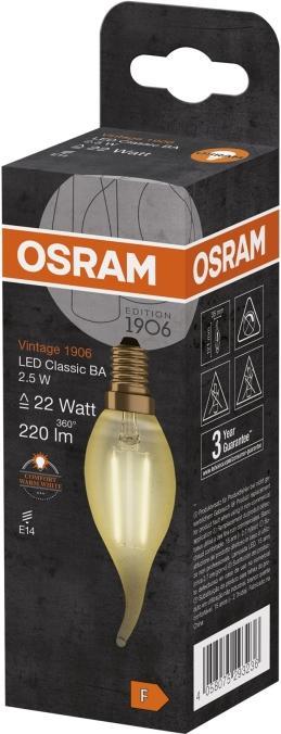 Image du produit Osram millésime 1906 (E14, 2.50 W, 220 lm, 1 x, F)