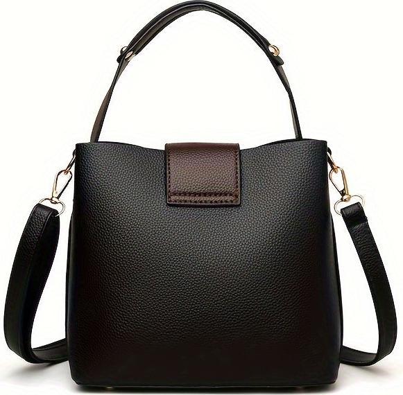 Immagine prodotto Only-Bags.Store Elegante borsa a secchiello in ecopelle a tinta unita con tracolla regolabile - borsa e tracolla
