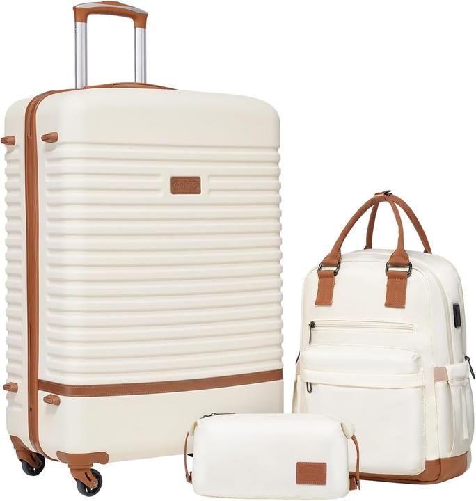 Coolife 3-teiliges Reisegepäck-Set (93 l, Handgepäck (bis 50l), L (90 - 115l))