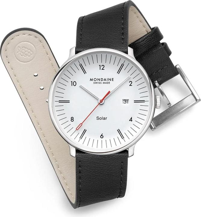 Produktbild Mondaine MLE.41910.LBV Herrenuhr Doppio Solar 41mm 5ATM (Swiss Made, Analoguhr)