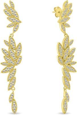 Brilio Silver - Long gold-plated earrings with zircons EA1135Y