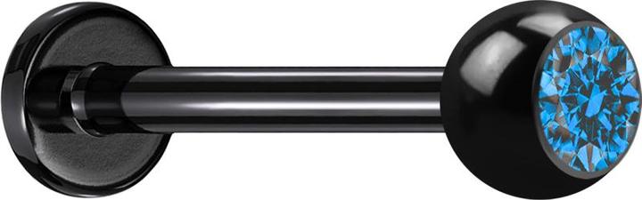 Produktbild Star Piercing Micro Labret schwarz mit Kugel und Kristall hellblau (ohne Messing, Titan G23)