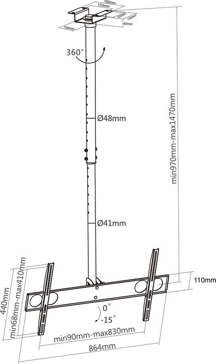 Actual product image Manhattan Ceiling bracket (Ceiling, 70", 50 kg)