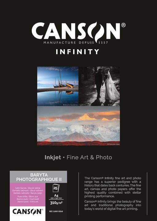 Produktbild Canson Infinity Baryta Photo II A4 310 g/m2 25 Blatt (210 x 297 mm) (310 g/m², A4, 25 x)