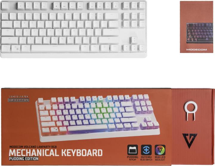 Image du produit Modecom VOLCANO LANPARTY RGB PUDDING EDITION Clavier de jeu blanc Bleu US (US, Filaire)