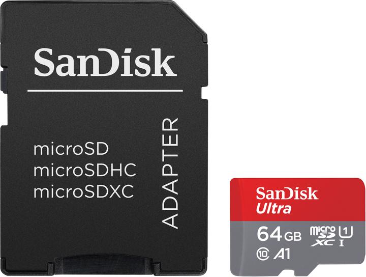 SanDisk Ultra mit Adapter (64 Go, microSDXC, U1, UHS-I)