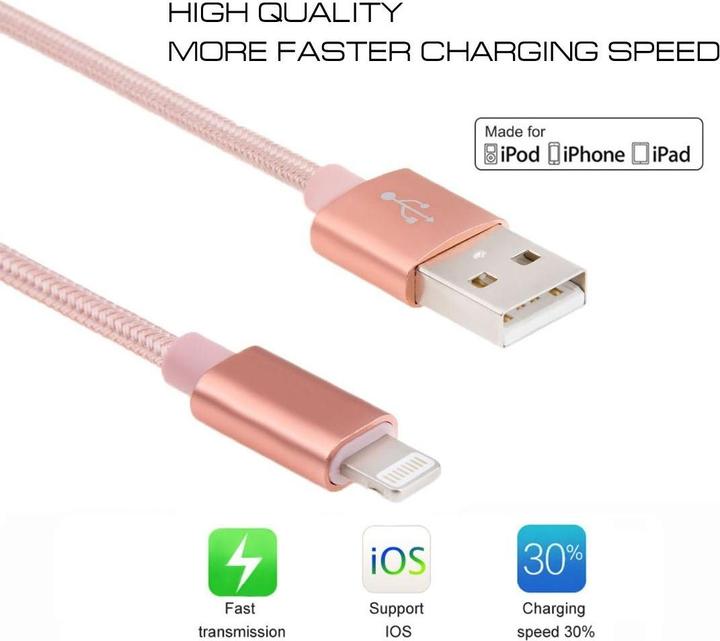 Produktbild Calitron Ladekabel Lightning 2m für iPhone & iPad Rosegold (2 m)