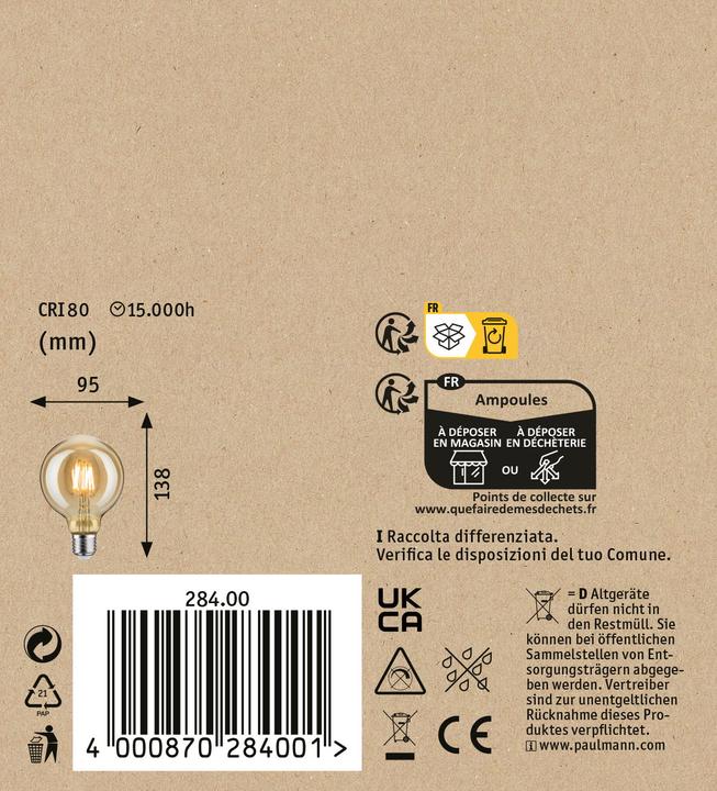 Image du produit Paulmann 1879 Globe de filaments (E27, 6.50 W, 400 lm, 1 x, A)
