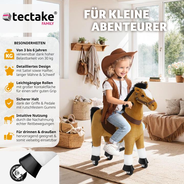 Immagine prodotto tectake Cavallo a dondolo su ruote, peluche, design realistico