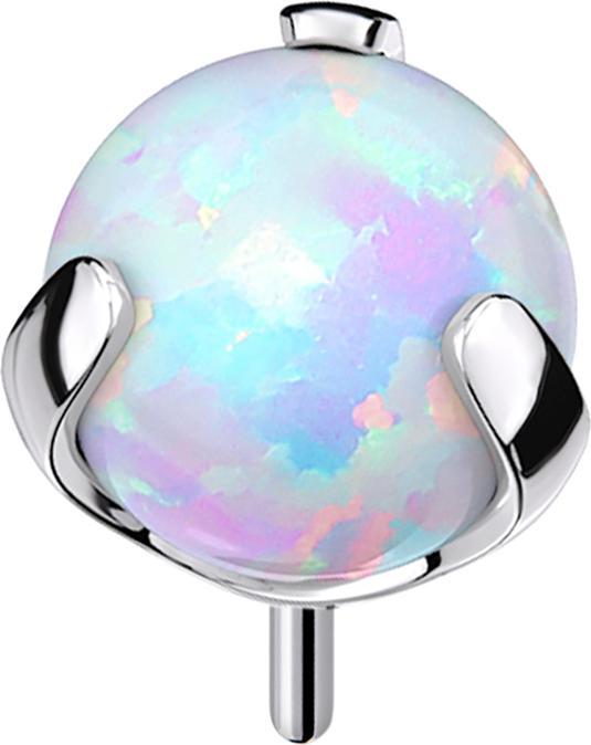 Actual product image Star Piercing Threadless silver ball opal set in white (without brass)