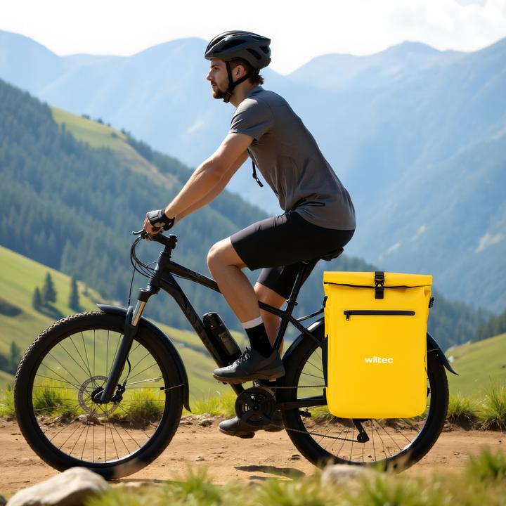 Produktbild Wiltec Gepäckträgertasche gelb 25l Fahrradtasche Rucksack Gepäcktasche (25 l, Gepäckträgertasche)