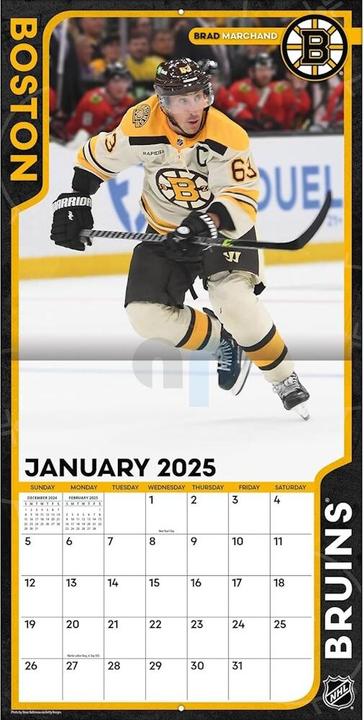 Actual product image NHL - Boston Bruins - 30.5 x 30.5 cm team wall calendar 2025 (30.5 x 30.5 cm, French, Italian, Spanish, German, English)