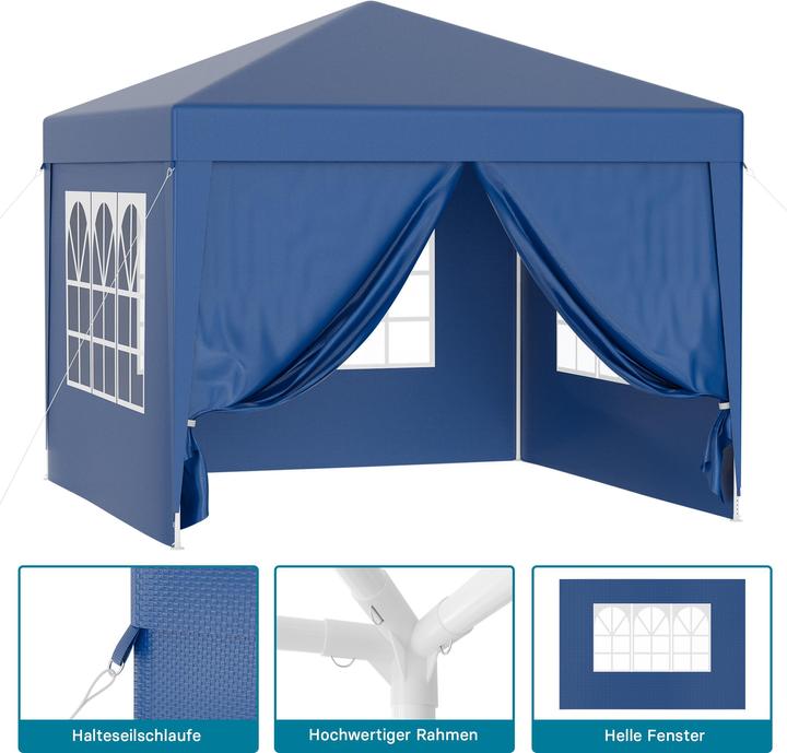 Produktbild Wiltec Pavillon 3x3m in Blau mit UV-Schutz 50+ Gartenpavillon Partyzelt Camping (300 cm, 300 cm)