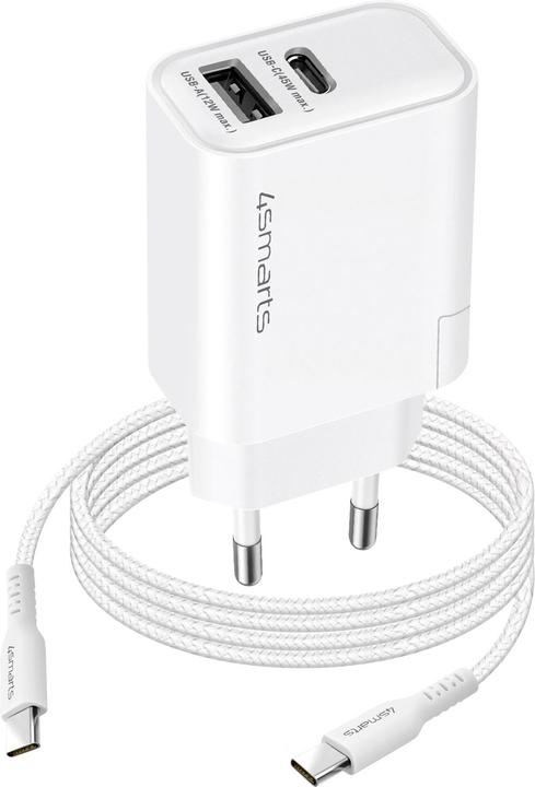 Actual product image 4smarts USB Wall Charger VoltPlug PD+QC 45W GaN USB-C / USB-C White (45 W)