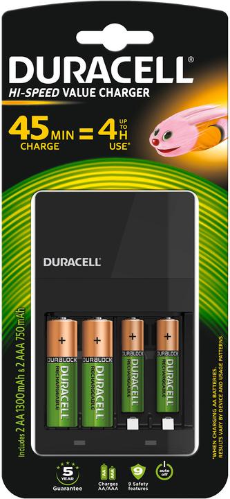 Produktbild Duracell Hi-Speed Value Charger inkl. 2x AA und 2x AAA (4 Stk., AA, AAA, 1300 mAh, Ladegerät inkl. Akku)
