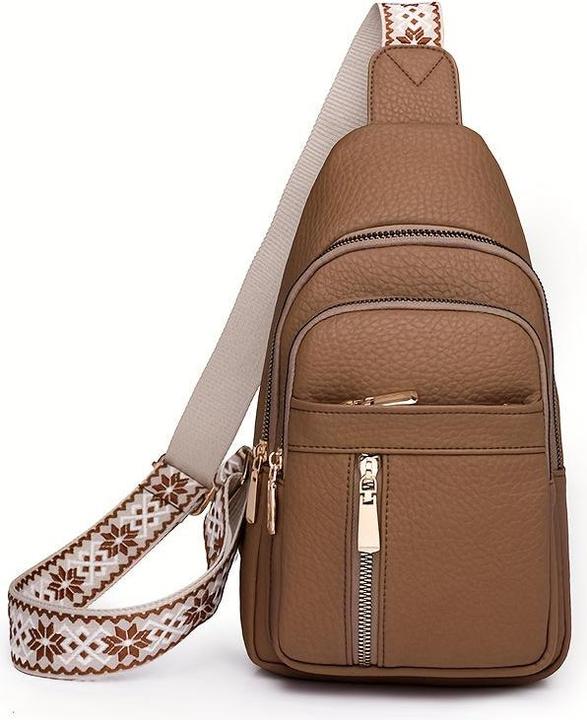 Immagine prodotto Only-Bags.Store Borsa da petto vintage con tasche multiple e chiusura a zip, borsa a tracolla casual sportiva