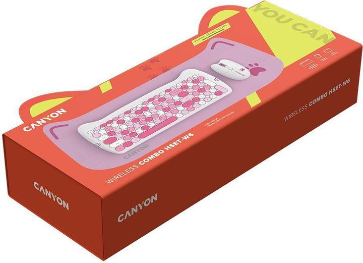 Image du produit Canyon Clavier d'ordinateur HSET-W6 FR Keyboard+Mouse Kitty Edition AAA+ Wireless Pink (104 Boutons)