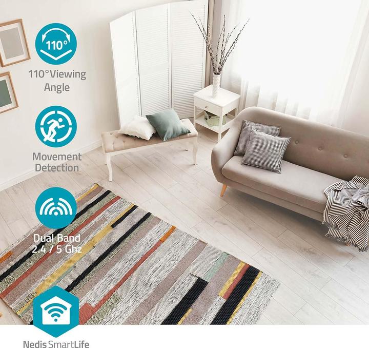 Actual product image Nedis SmartLife indoor camera | Wi-Fi | 3MP Full HD 1296p | Cloud storage (optional) / microSD (not en (2304 x 1296 Pixels)