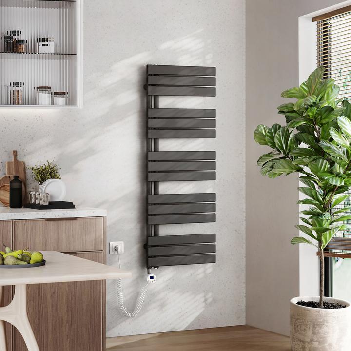 Produktbild Emke Elektrischer Handtuchwärmer mit Heizstab und Timer, Anthrazit 1320x500mm 800W (800 W)