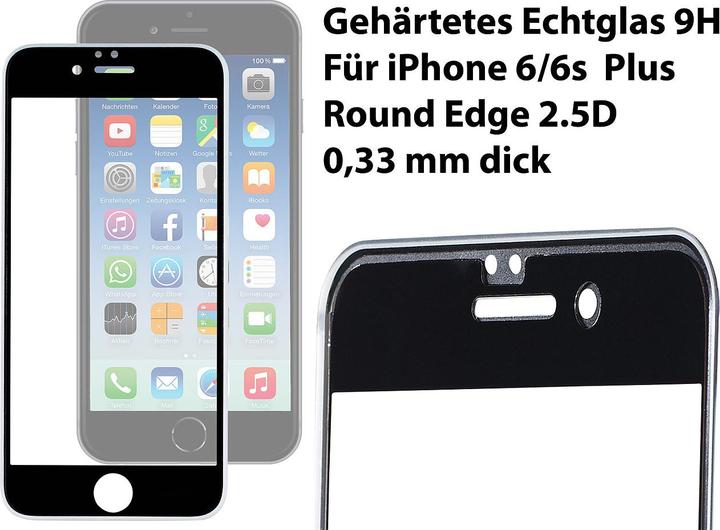 Actual product image Somikon Rimless display protection glass iPhone 6/6s Plus, 3D tempered glass 9H (1 Piece, Apple iPhone 6, Apple iPhone 6s Plus)