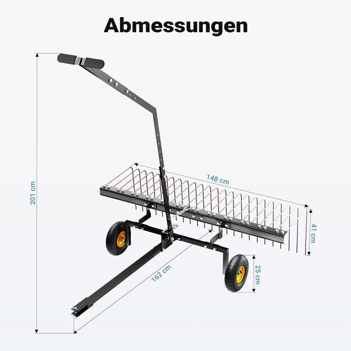 Actual product image Wiltec Lawn tractor Rake 148cm Scarifier Lawn harrow Lawn aerator Garden