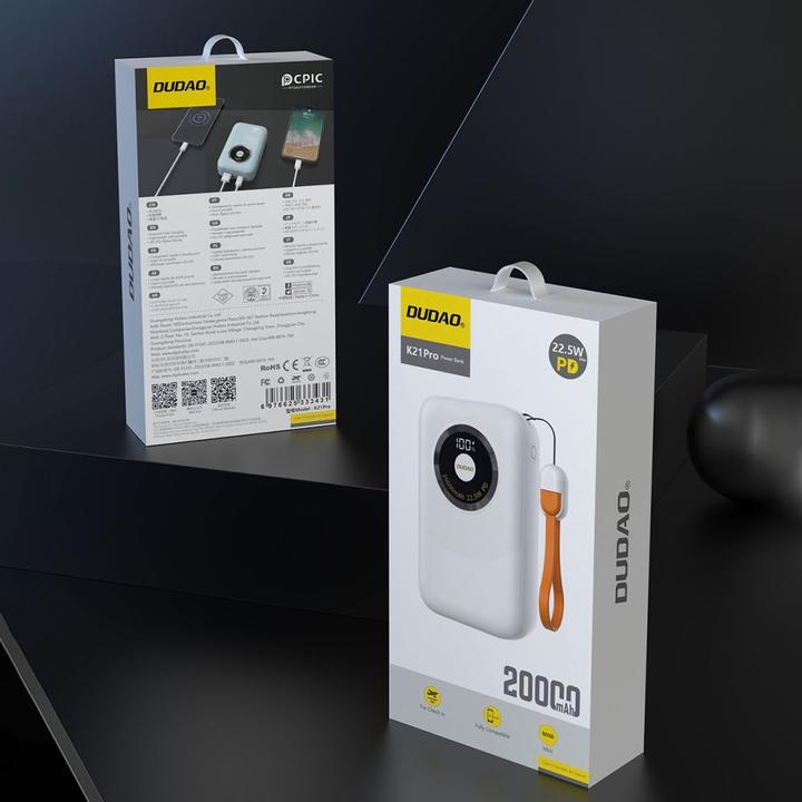 Produktbild Dudao Powerbank K21Pro Mini 20000mAh 22.5W - white (20000 mAh, 22.50 W, 22.50 Wh)