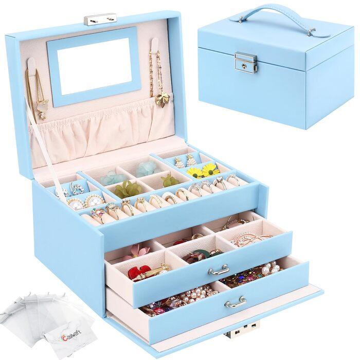 Produktbild Only-Bags.Store Schmuckkästchen, Schmuckkästchen mit Schubladen für Damen Mädchen, PU Leder Schmuckkästchen