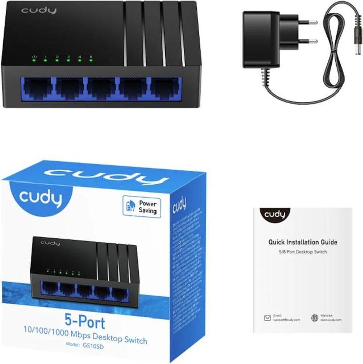 Actual product image Cudy GS105D network switch Gigabit Ethernet (10/100/1000) Black (5 Ports)
