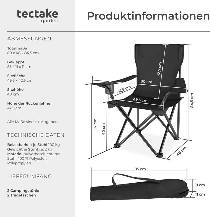 Actual product image tectake 2 Gil Camping Chairs