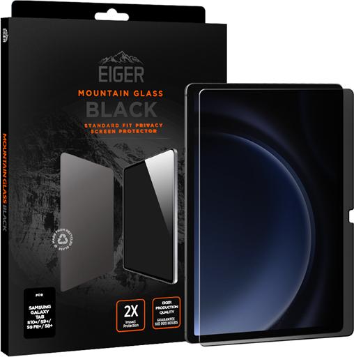 Actual product image Eiger Privacy Sichtschutz-Glas Standard Fit Mountain Glass Tablet Black (1 Piece, Galaxy Tab S8+, Galaxy Tab S9+, Galaxy Tab S9 FE+, Galaxy Tab S10+)