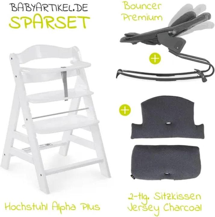 Produktbild Hauck Hochstühle Alpha Plus White 4-tlg. Newborn Set - Hochstuhl + 2in1 (Hochstuhl)