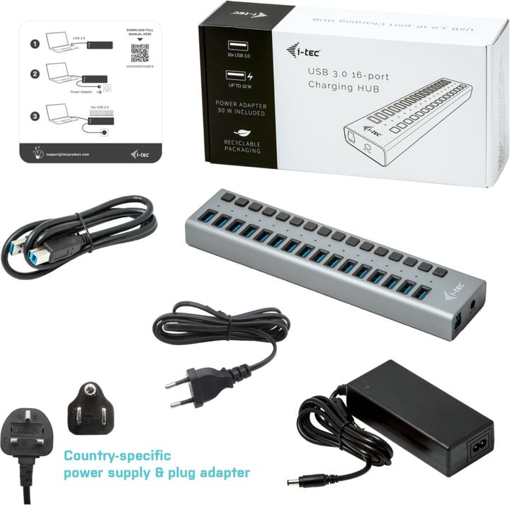 Actual product image i-tec Hub (USB-B, 16 Ports)