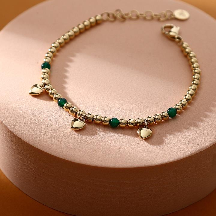 Immagine prodotto Morellato - Decent gold-plated bracelet with green agates Talismans SAIX15 (19 cm, Acciaio inossidabile)